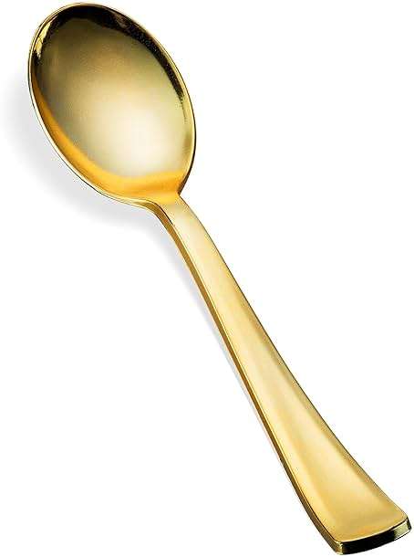 300 Gold Disposable Plastic Flatware Set - 100 Forks, 100 Spoons, 100 Knives - Heavy Duty Silverware for Party Bulk - Image 4