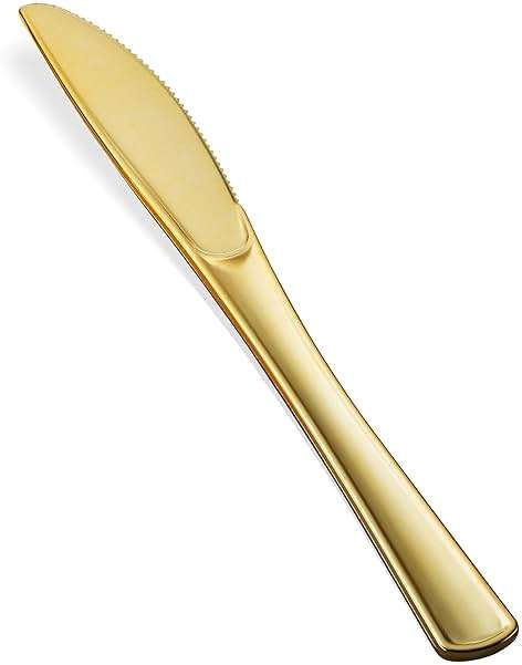 300 Gold Disposable Plastic Flatware Set - 100 Forks, 100 Spoons, 100 Knives - Heavy Duty Silverware for Party Bulk - Image 5