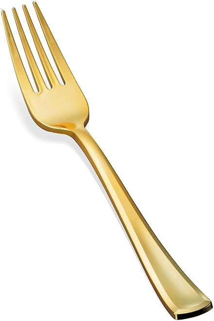 300 Gold Disposable Plastic Flatware Set - 100 Forks, 100 Spoons, 100 Knives - Heavy Duty Silverware for Party Bulk - Image 6