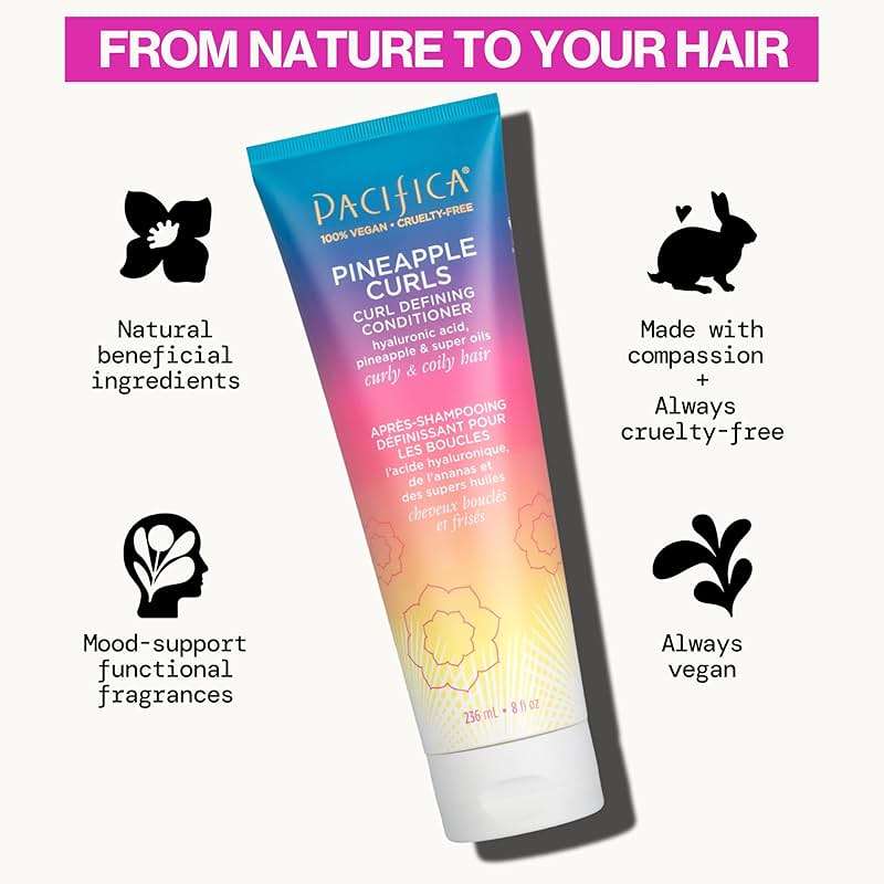 Pacifica Beauty, Pineapple Curls Defining Natural Conditioner, For Curly, Coily and Textured Hair Types, Pineapple Scent, Sulfate Free and Silicone Free, 100% Vegan and Cruelty Free | Hair Conditioner - Image 5
