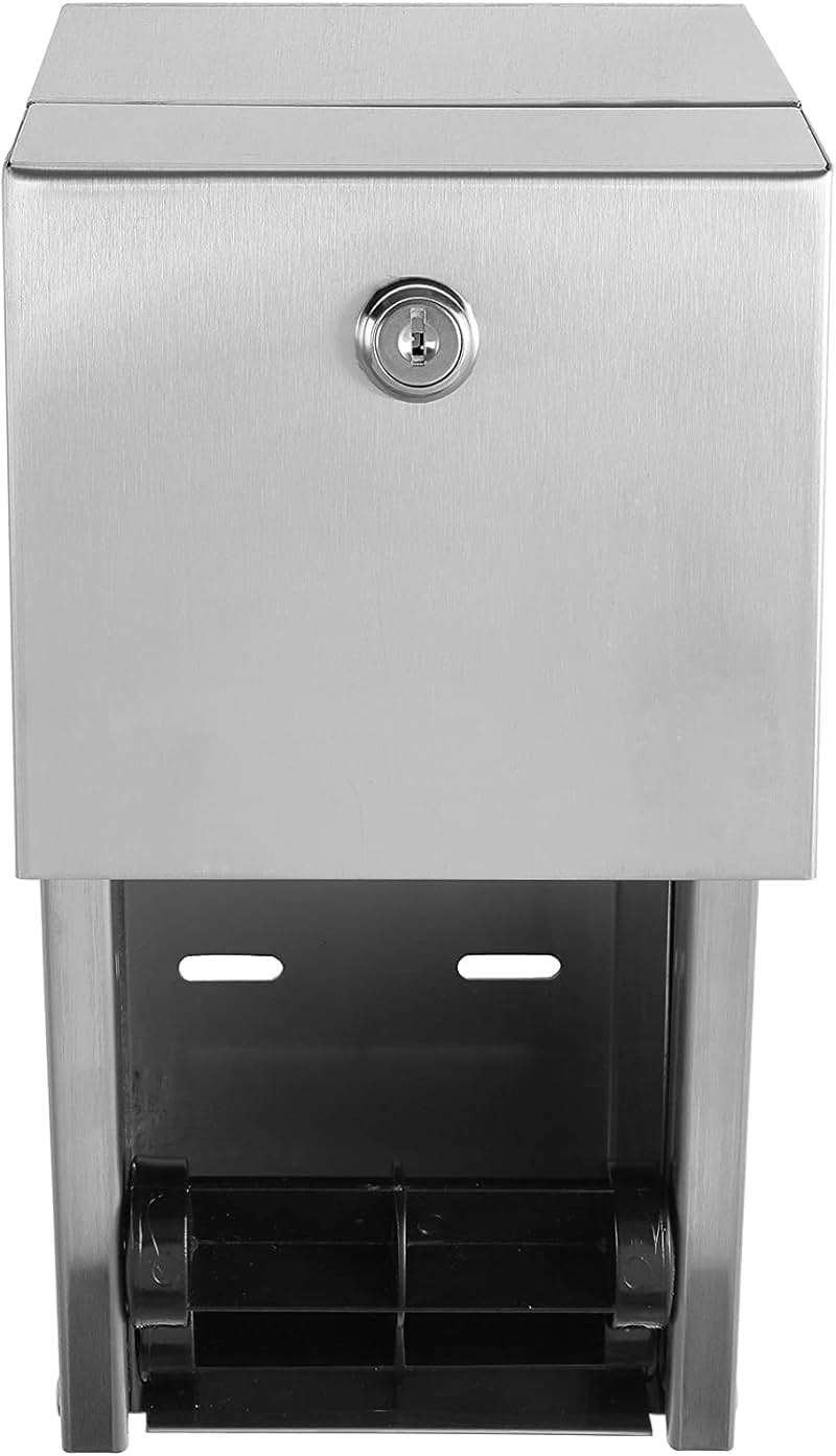 Stylever Commercial Toilet Paper Dispenser - 304 Stainless Steel Double Roll Holder - Heavy Duty Lockable Wall Mount Tissue Dispenser for Restroom - Metal Bathroom Fixtures - Image 3