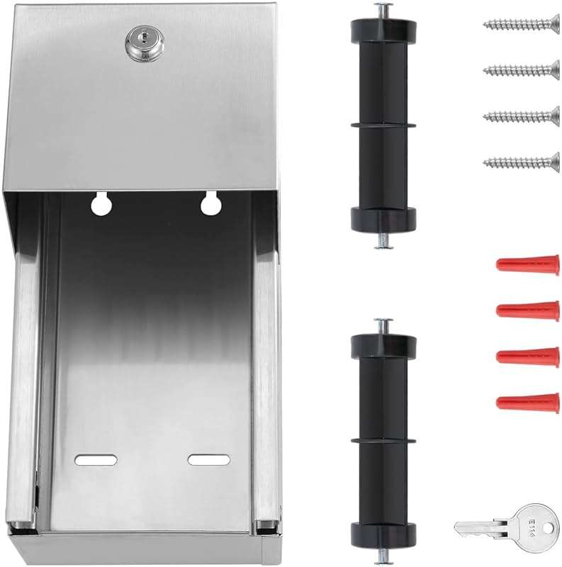 Stylever Commercial Toilet Paper Dispenser - 304 Stainless Steel Double Roll Holder - Heavy Duty Lockable Wall Mount Tissue Dispenser for Restroom - Metal Bathroom Fixtures - Image 5