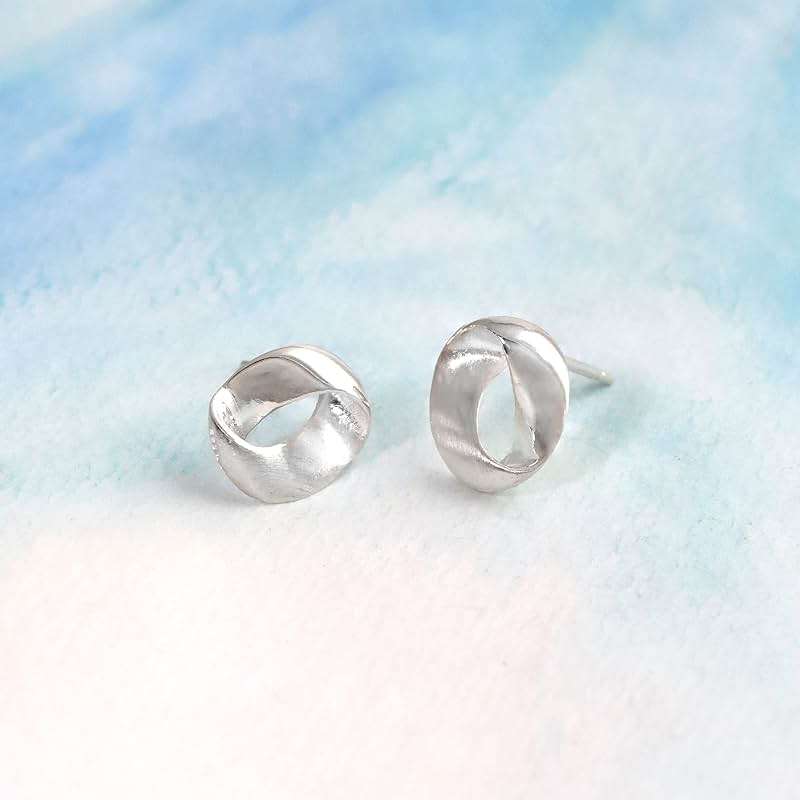 Boma Jewelry Sterling Silver Mobius Strip Twisting Modern Stud Earrings - Image 4