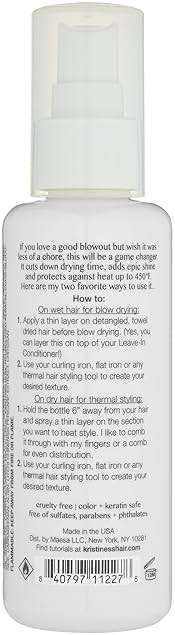 Kristin Ess Hydrating Heat Protection Spray for Hair - Blow Dry Frizz Control + Shine Enhancing -Anti Humidity Thermal Heat Protectant Spray - Repair + Protect Hair Up to 450 Degrees - Pear Fragrance - Image 2