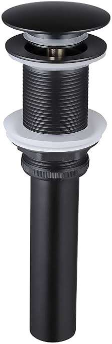 KES Bathroom Sink Drain Without Overflow Vessel Sink Lavatory Vanity Pop Up Drain Stopper Matte Black for 1.6"-1.9" Sink Hole, All Metal Rustproof Brass and 304 Stainless Steel, S2008D-BK - Image 1