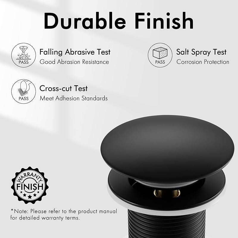 KES Bathroom Sink Drain Without Overflow Vessel Sink Lavatory Vanity Pop Up Drain Stopper Matte Black for 1.6"-1.9" Sink Hole, All Metal Rustproof Brass and 304 Stainless Steel, S2008D-BK - Image 8