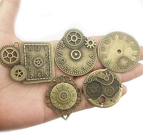 30pcs Antique Bronze Mix Skeleton Steampunk Clock Face Watch Gear Cog Wheel Pendant Charms Jewelry Making DIY Steampunk Gear Pendant Charms Wholesale (M071) - Image 3
