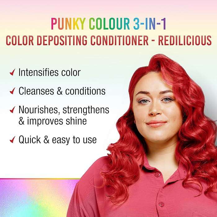 Punky Colour 3-in-1 Color Depositing Conditioner & Hair Cleanser - Redilicious, Semi Permanent Hair Color Refresh, Temporary Hair Dye, Sulfate-Free, Vegan, Red, 8.5 fl oz - Image 2