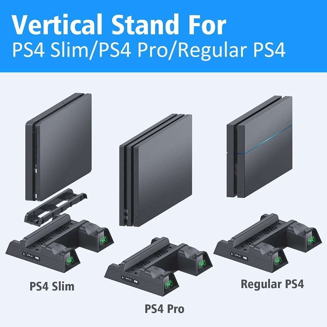 OIVO PS4 Stand for PlayStation 4 Console, Cooling Station for PS4 Slim/Pro/PlayStation 4 Consoles, Pro Vertical Stand with 12 Game Slots - Image 6