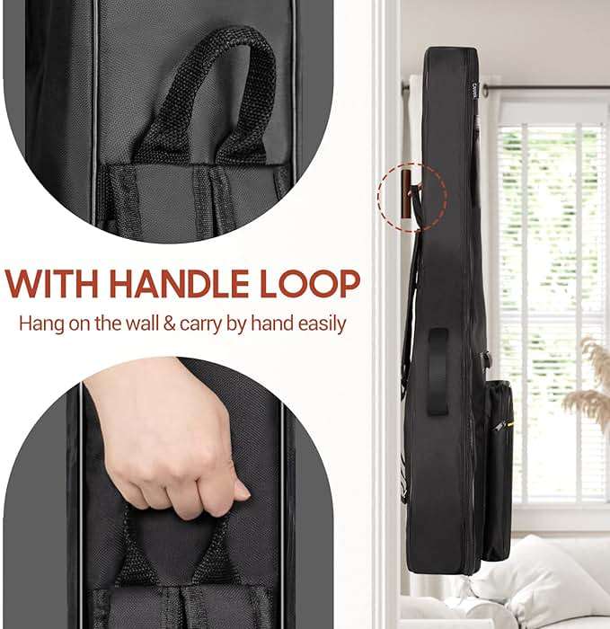 CAHAYA 41 In Acoustic Guitar Bag 0.35 In Thick Padding Water Resistent Dual Adjustable Shoulder Strap Guitar Case Gig Bag with Back Hanger Loop, Black CY0152 - Image 2