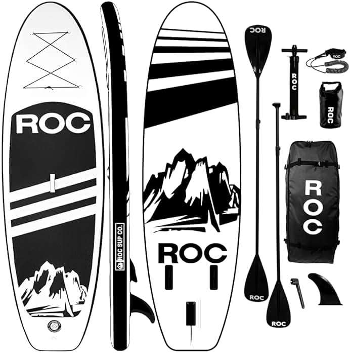 Roc Inflatable Stand Up Paddle Boards with Premium SUP Paddle Board Accessories, Wide Stable Design, Non-Slip Comfort Deck for Youth & Adults - Image 1