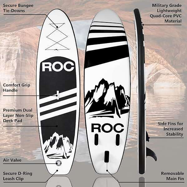Roc Inflatable Stand Up Paddle Boards with Premium SUP Paddle Board Accessories, Wide Stable Design, Non-Slip Comfort Deck for Youth & Adults - Image 3