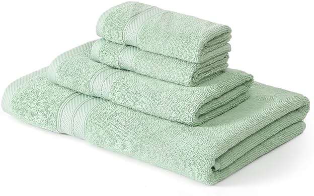 Modern Threads 6 Piece Bath Towel Set – Bathroom Set with 2 Bath Towels, 2 Hand Towels, and 2 Wash Cloths – 100% Cotton, Super Absorbent & Extra Soft – Reversible Botanical Vine (Sage Green) - Image 7