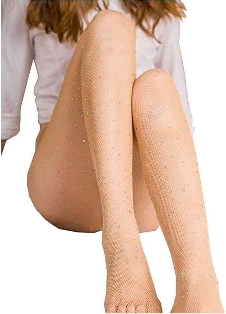 LUCKELF Sexy High Waist Tights Sparkle Rhinestone Fishnets Party Rhinestone Mesh Stockings - Image 4