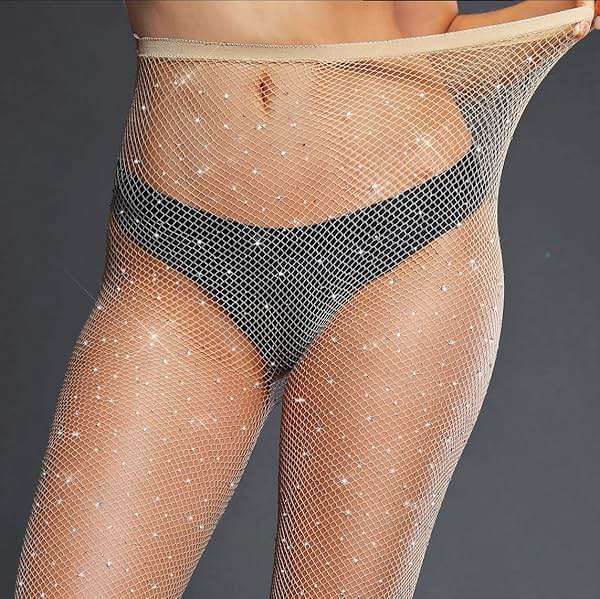 LUCKELF Sexy High Waist Tights Sparkle Rhinestone Fishnets Party Rhinestone Mesh Stockings - Image 6