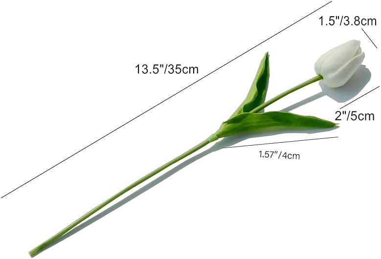 Mandy's White Artificial Tulips Flowers Centerpiece, 13.5" Lifelike PU Fake Floral Stems 20pcs for Kitchen Island & Dining Table, Spring Decor for Easter - Image 3