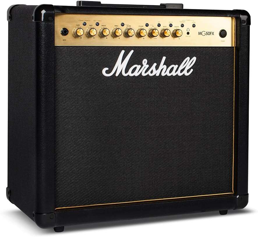 Marshall MG50GFX Combo Guitar Amp - Clean, Crunch, Overdrive Channels | Reverb/Delay Digital Effects | 3-Band EQ | 3.5 mm Headphones Out | 30W Output| Footswitch Included - Black - Image 4