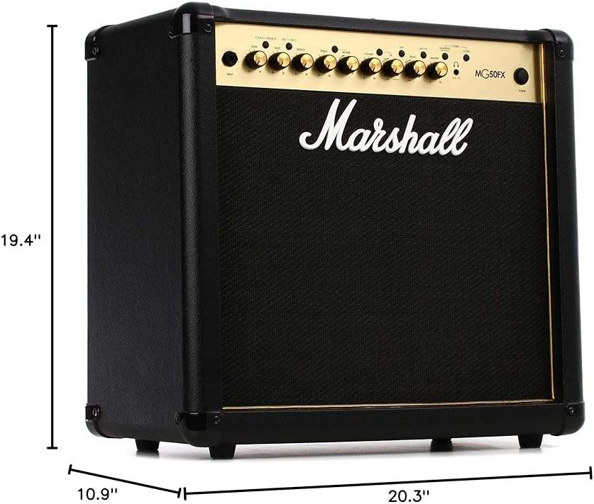 Marshall MG50GFX Combo Guitar Amp - Clean, Crunch, Overdrive Channels | Reverb/Delay Digital Effects | 3-Band EQ | 3.5 mm Headphones Out | 30W Output| Footswitch Included - Black - Image 6