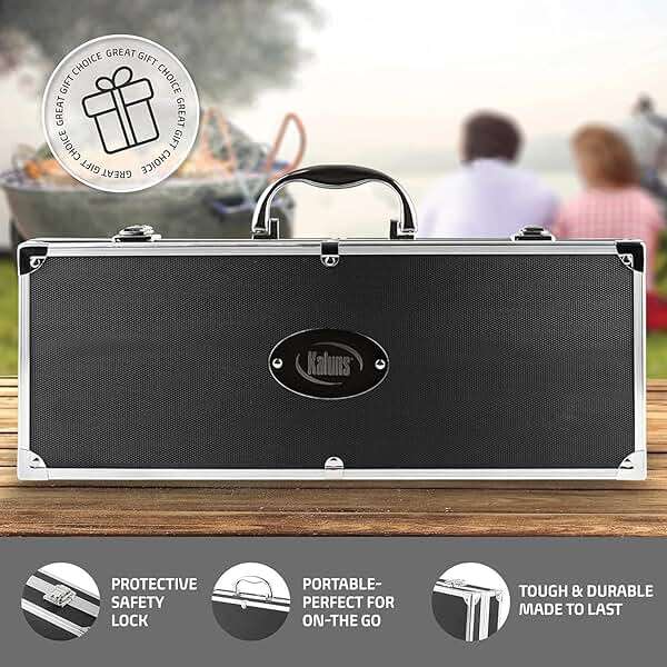 Kaluns Grilling Accessories, Dad Gifts for Fathers Day, Grilling Gifts, Heavy Duty Stainless Steel BBQ Tool Set for Outdoor Grill with Aluminum Case and Apron, Birthday Gifts for Men Women - Image 7