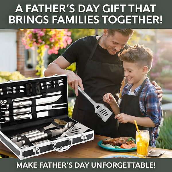 Kaluns Grilling Accessories, Dad Gifts for Fathers Day, Grilling Gifts, Heavy Duty Stainless Steel BBQ Tool Set for Outdoor Grill with Aluminum Case and Apron, Birthday Gifts for Men Women - Image 9