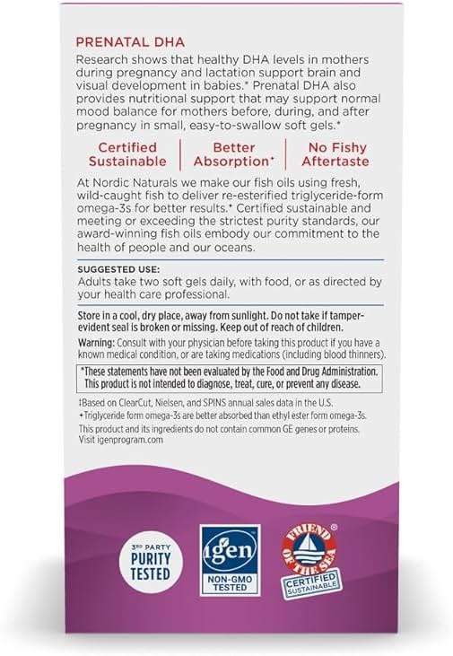 Nordic Naturals Prenatal DHA, Strawberry - 120 Soft Gels - 830 mg Omega-3 + 400 IU Vitamin D3 - Supports Brain Development in Babies During Pregnancy & Lactation - Non-GMO - 60 Servings - Image 3