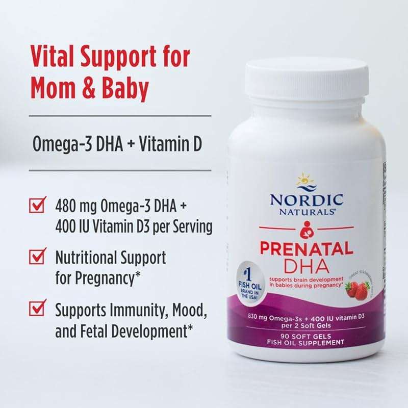 Nordic Naturals Prenatal DHA, Strawberry - 120 Soft Gels - 830 mg Omega-3 + 400 IU Vitamin D3 - Supports Brain Development in Babies During Pregnancy & Lactation - Non-GMO - 60 Servings - Image 7