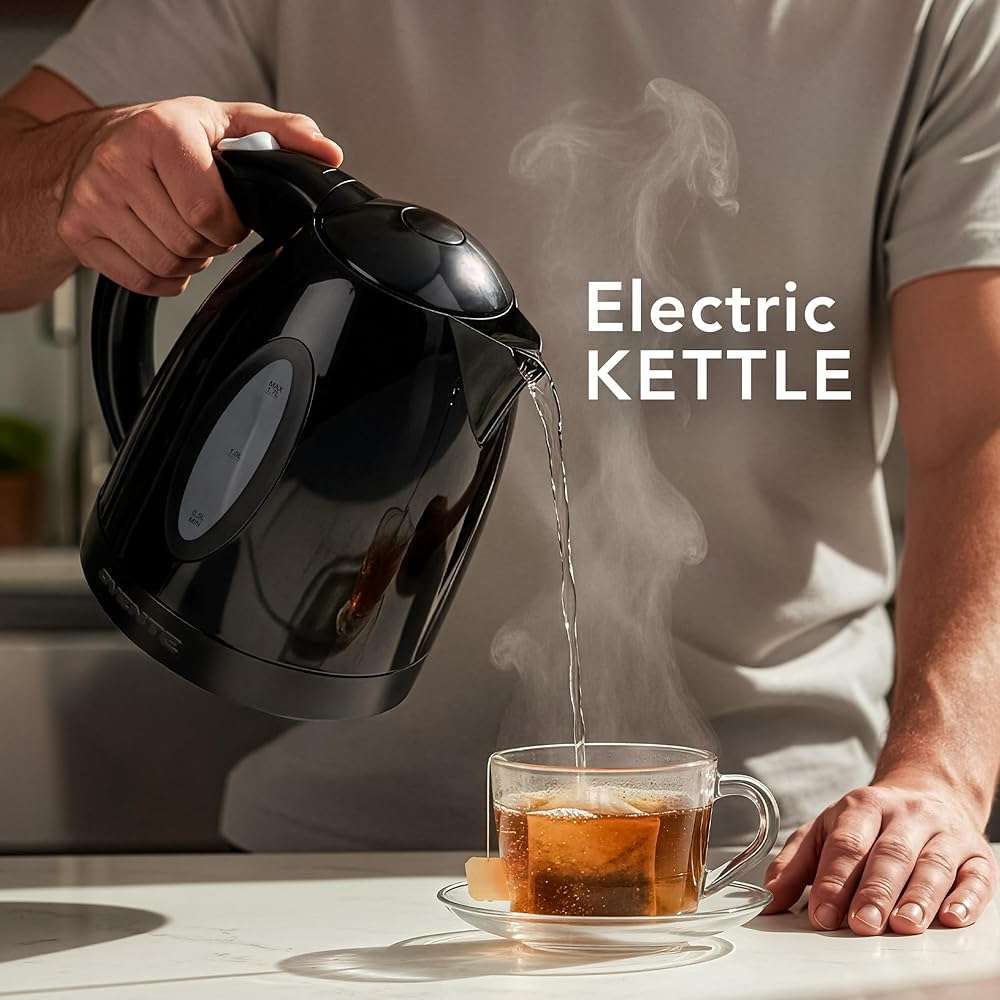 OVENTE Electric Kettle, 1.7L Fast Boiling Water Heater for Coffee or Tea, BPA Free with Water Level Gauge, Auto Shut-Off, Boil-Dry Protection, Indicator Light and Removable Filter, Black KP72B - Image 2