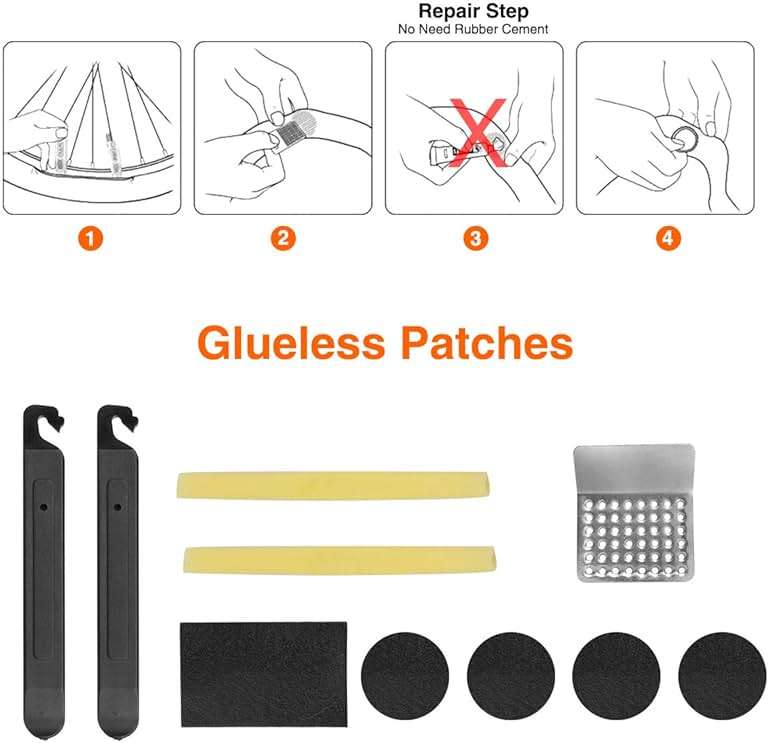 Bicycle Repair Bag With Tire Pump, Portable Tool Kit for Camping Travel - Bike Glueless Patches, Maintenance Essentials All in One Safety Kit - Image 4