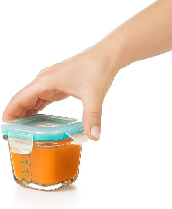 OXO Tot Glass Baby Blocks Food Storage Containers, Teal, 4 oz - Image 11