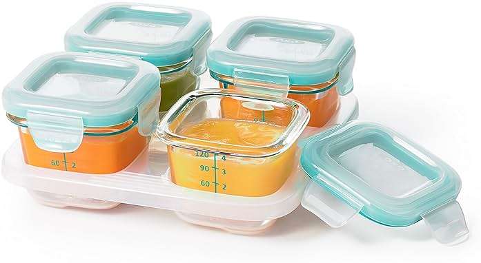OXO Tot Glass Baby Blocks Food Storage Containers, Teal, 4 oz - Image 13