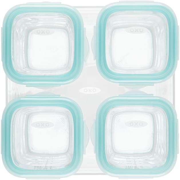 OXO Tot Glass Baby Blocks Food Storage Containers, Teal, 4 oz - Image 14