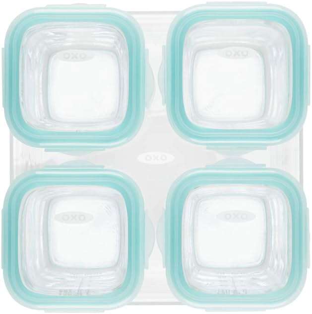 OXO Tot Glass Baby Blocks Food Storage Containers, Teal, 4 oz - Image 3