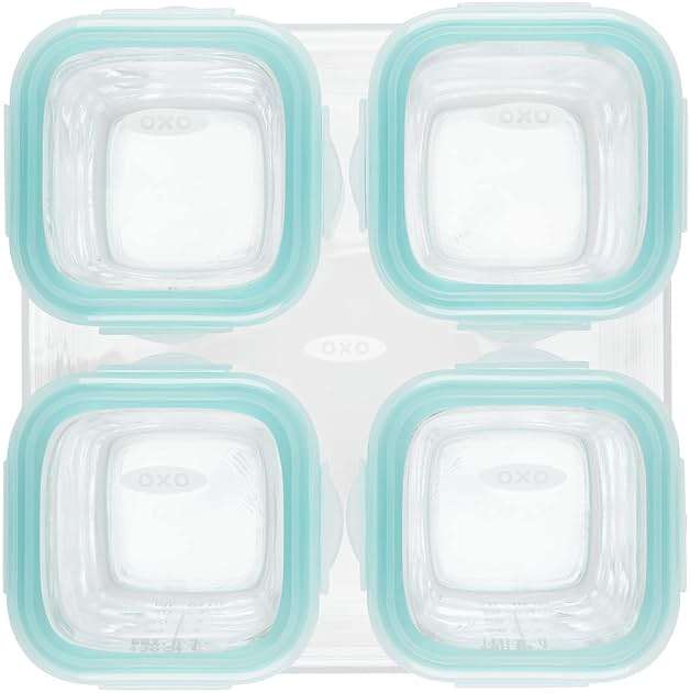 OXO Tot Glass Baby Blocks Food Storage Containers, Teal, 4 oz - Image 5