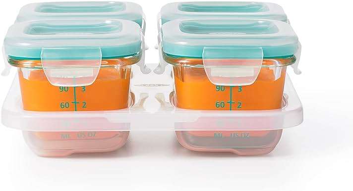 OXO Tot Glass Baby Blocks Food Storage Containers, Teal, 4 oz - Image 6