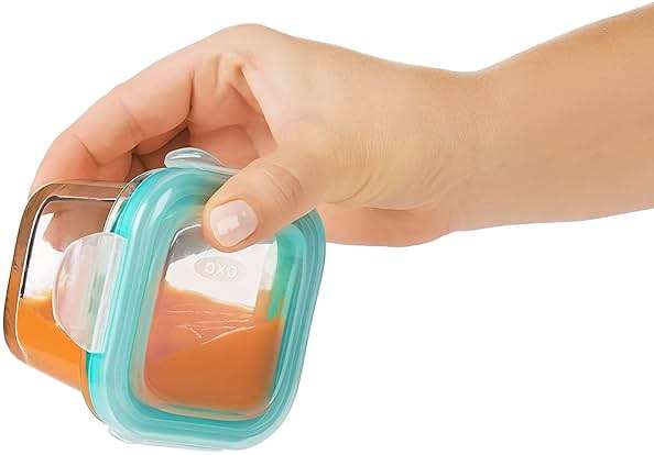 OXO Tot Glass Baby Blocks Food Storage Containers, Teal, 4 oz - Image 8