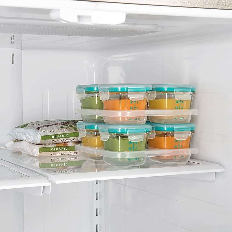OXO Tot Glass Baby Blocks Food Storage Containers, Teal, 4 oz - Image 10