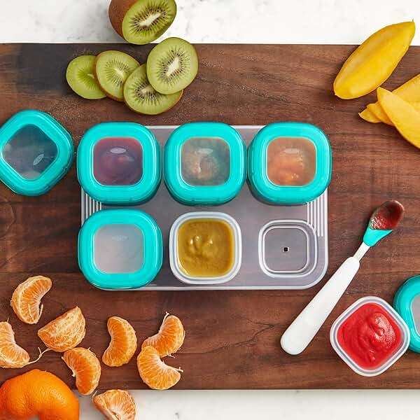 OXO Tot Baby Blocks Freezer Storage Containers 2 Oz - Teal - Image 2