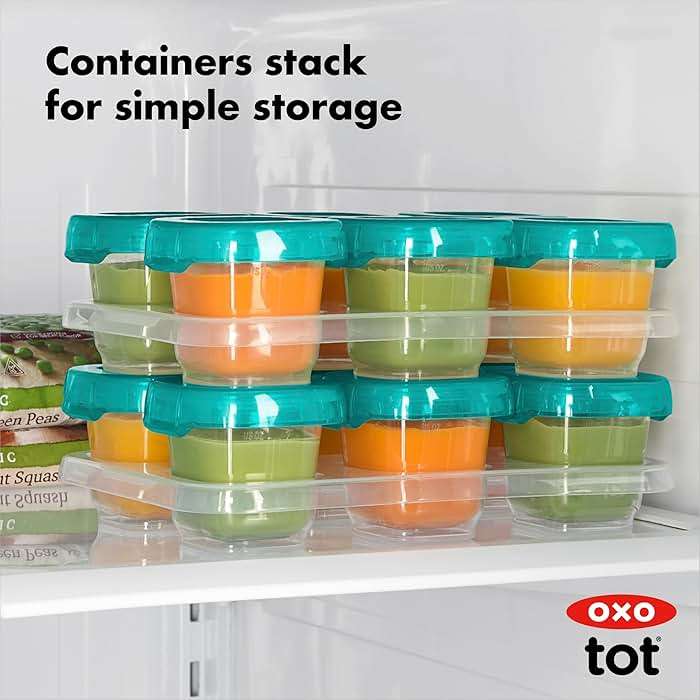 OXO Tot Baby Blocks Freezer Storage Containers 2 Oz - Teal - Image 6