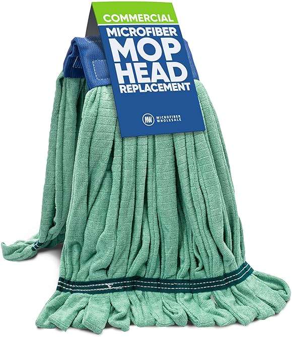 Commercial Mop Head Replacement – 1 Pack Large Green Microfiber Tube Mop (18 oz.) | Industrial Wet Mops | Washable Refill, Reusable, Heavy Duty, Looped End Mopheads | Hardwood, Concrete - Image 1