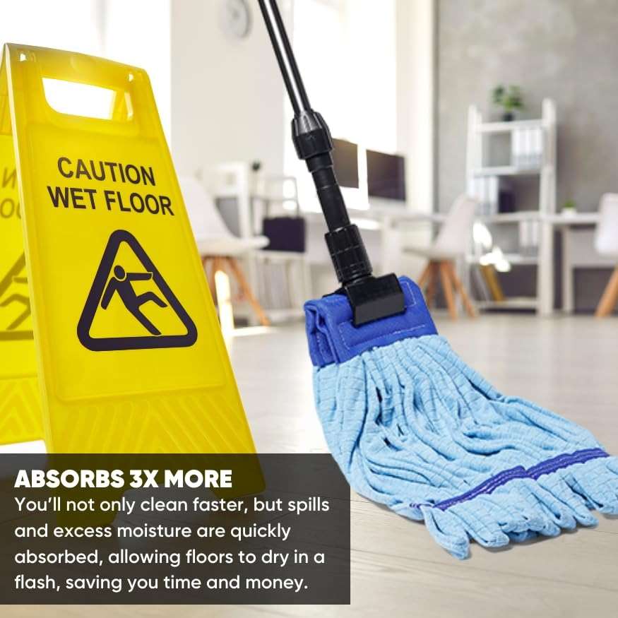 Commercial Mop Head Replacement – 1 Pack Large Green Microfiber Tube Mop (18 oz.) | Industrial Wet Mops | Washable Refill, Reusable, Heavy Duty, Looped End Mopheads | Hardwood, Concrete - Image 5