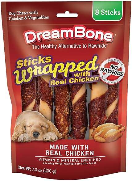 DreamBone Chicken Wrapped Large Stick Dog Treats, Daily Rawhide-Free Chew, Digests Safely and Completely, With Real Protein, Chicken and Veggies, 8 count - Image 2