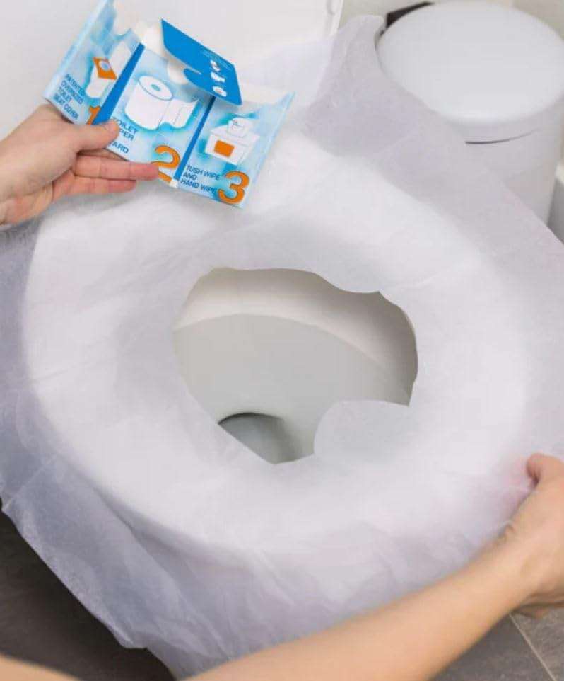 The Restroom Kit Great for travel (60-Pack) Portable Disposable Oversized Toilet Seat Cover, 3ft 3Ply Toilet Paper, Hand & Flushable Tush Wipe - Image 8