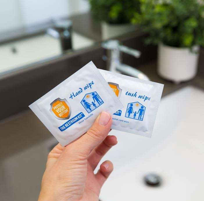 The Restroom Kit Great for travel (60-Pack) Portable Disposable Oversized Toilet Seat Cover, 3ft 3Ply Toilet Paper, Hand & Flushable Tush Wipe - Image 9