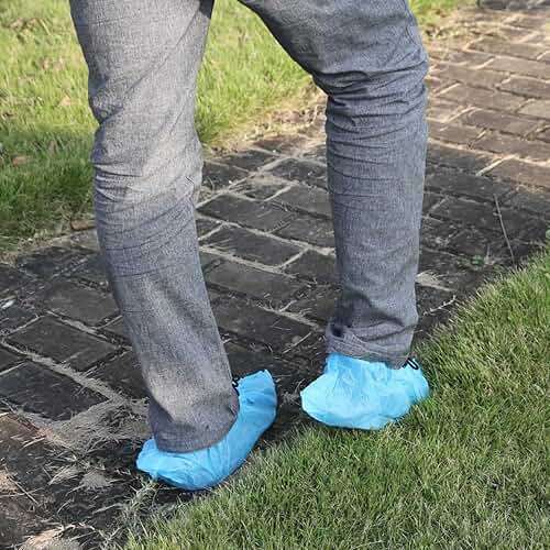 G & F Products Disposable Shoe Covers, Slip-Resistant Booties, Heavy-Duty, Waterproof, Elastic Band, Non-Slip Silicone Sole, Reusable, Protects Floors, Blue 11 Us Men & 13 Us Women, 500 Pcs (250 Pair) - Image 4