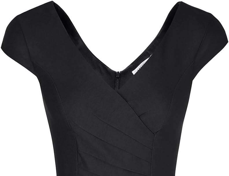 MUXXN Women's 1950's Vintage V Neck Ruched Sheath Formal Pencil Dress - Image 6