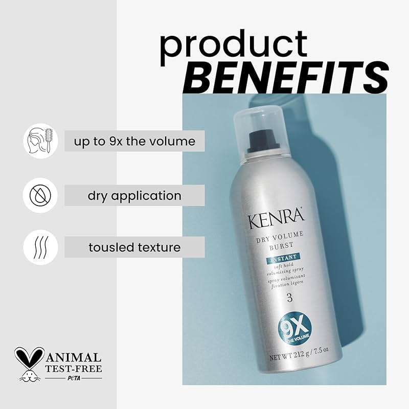 Kenra Dry Volume Burst 3 | Instant Volume Hairspray | Soft Hold Volumizing Spray | Dry Application | All Hair Types - Image 2