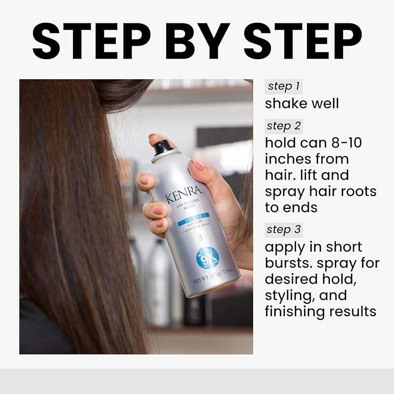 Kenra Dry Volume Burst 3 | Instant Volume Hairspray | Soft Hold Volumizing Spray | Dry Application | All Hair Types - Image 4