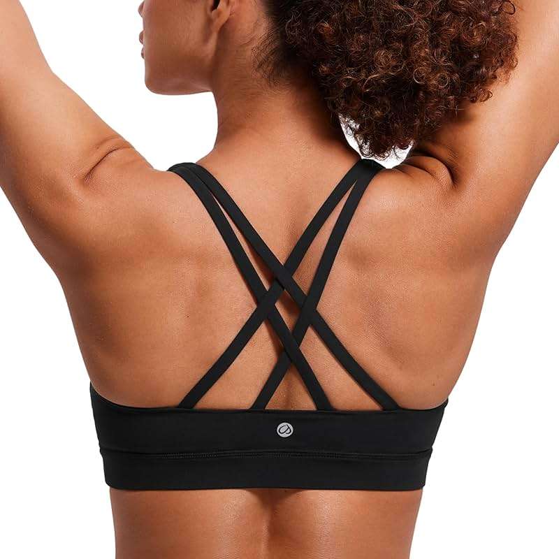 CRZ YOGA Naked Feeling Strappy Padded Sports Bras for Women - Fitness Workout Top Criss Cross Back Yoga Cami - Image 1