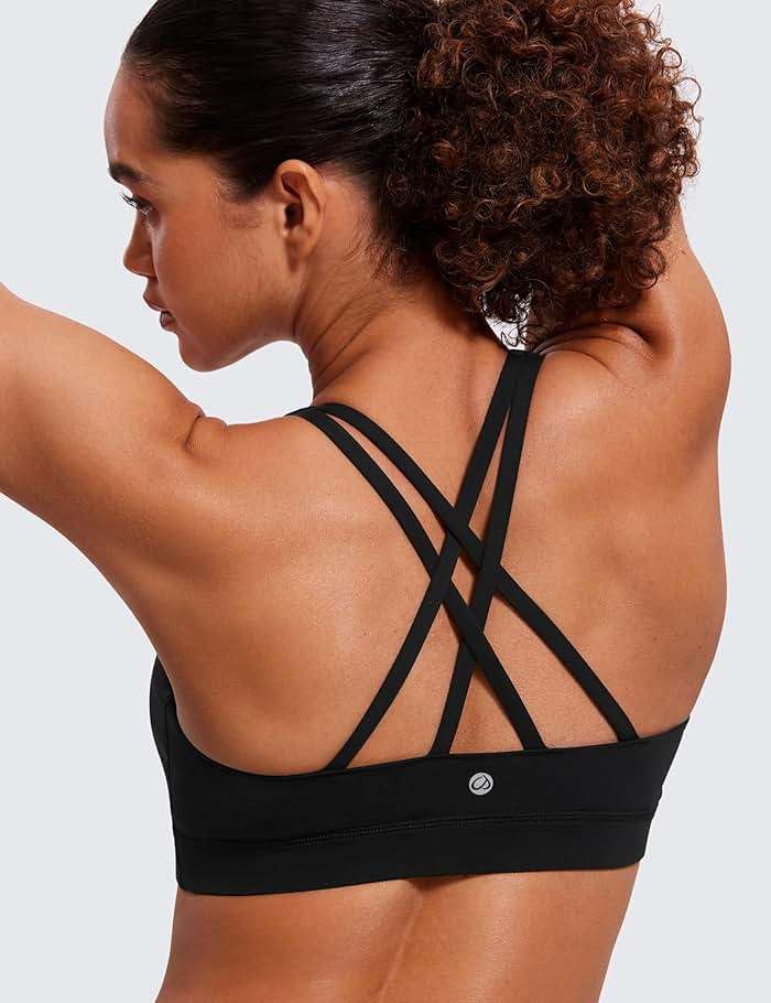 CRZ YOGA Naked Feeling Strappy Padded Sports Bras for Women - Fitness Workout Top Criss Cross Back Yoga Cami - Image 4
