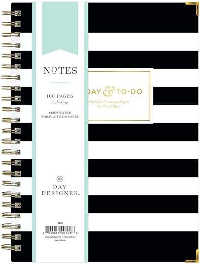 Blue Sky Day Designer for Today To-Do Notebook, 160 Ruled Pages, Twin-Wire Binding, Hardcover, 5.75'' x 8.5'', Black Stripe - Image 1